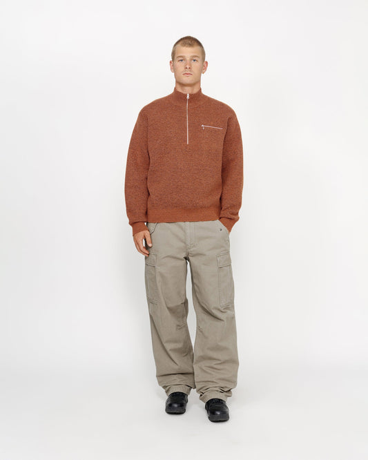 HALF ZIP MOCK NECK SWEATER