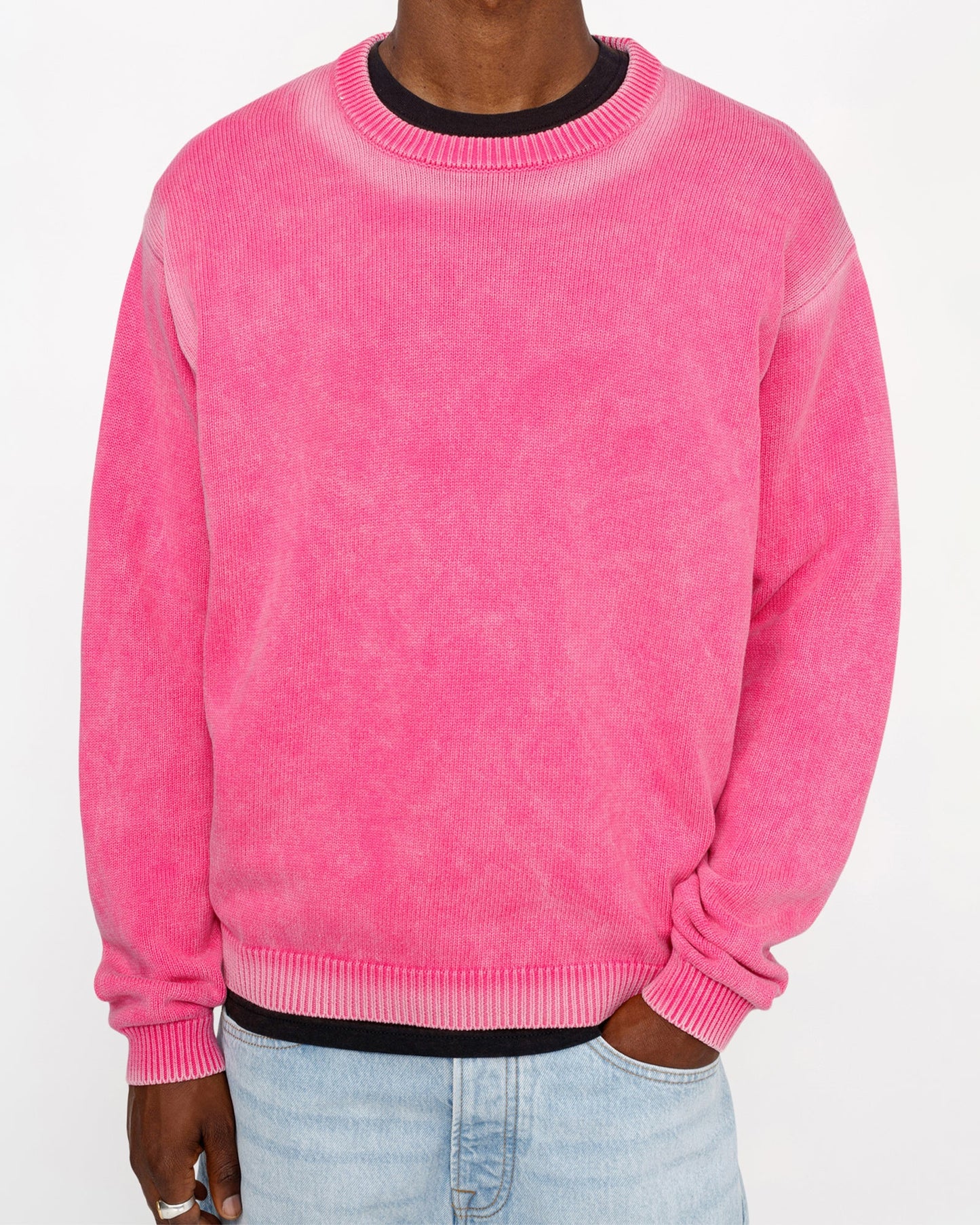 FADED COTTON KNIT CREW