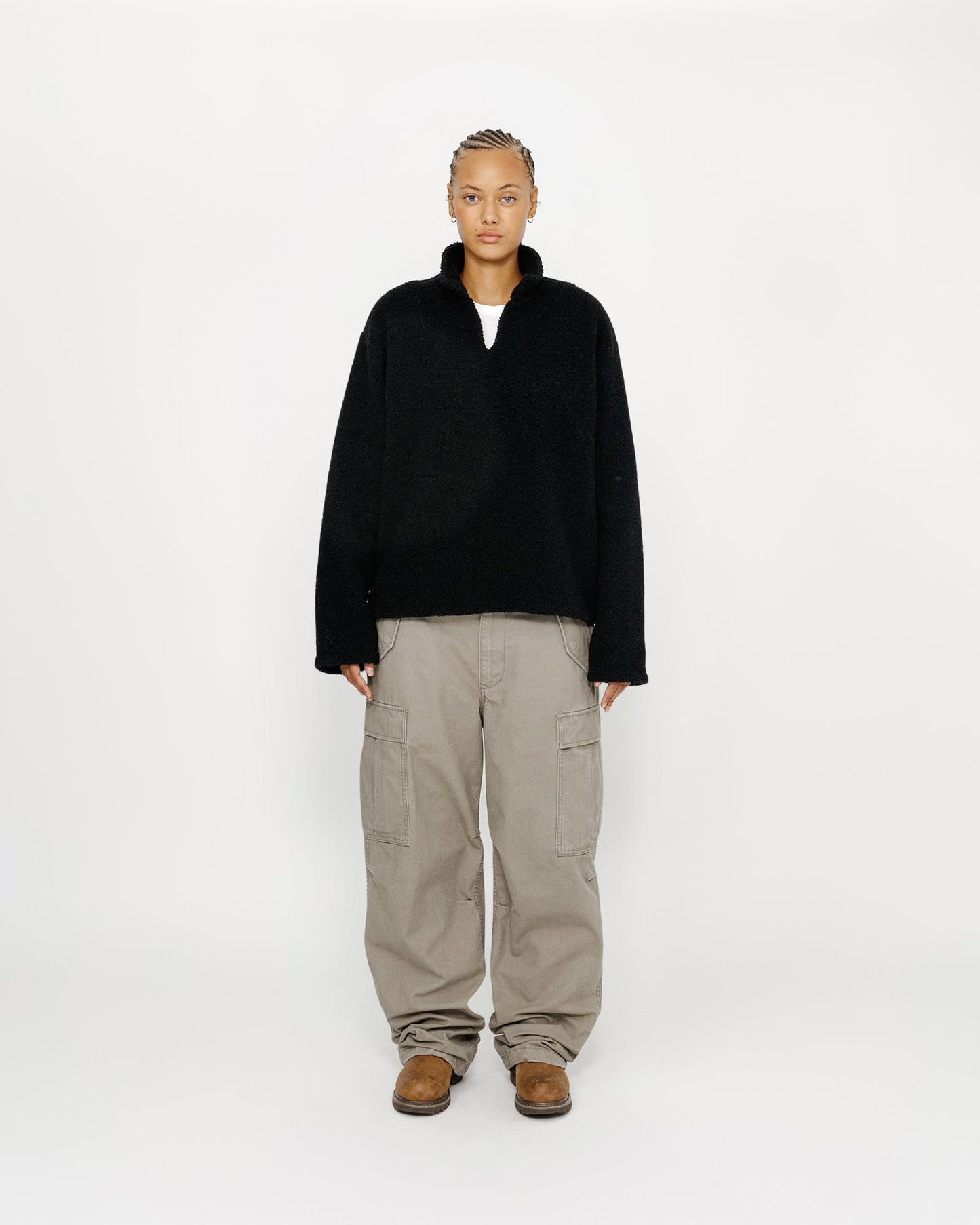 WOOL BLEND SHERPA PULLOVER