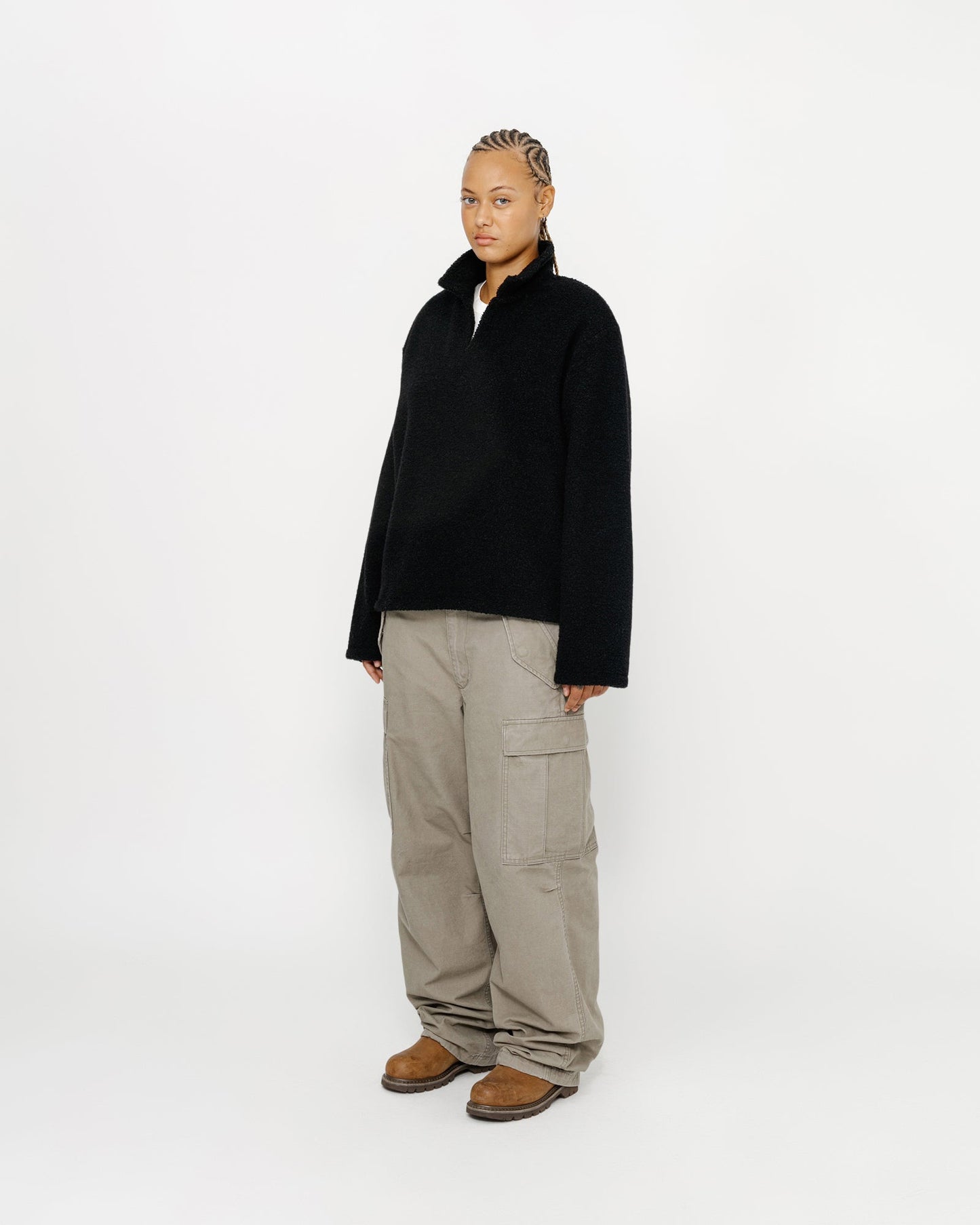 WOOL BLEND SHERPA PULLOVER