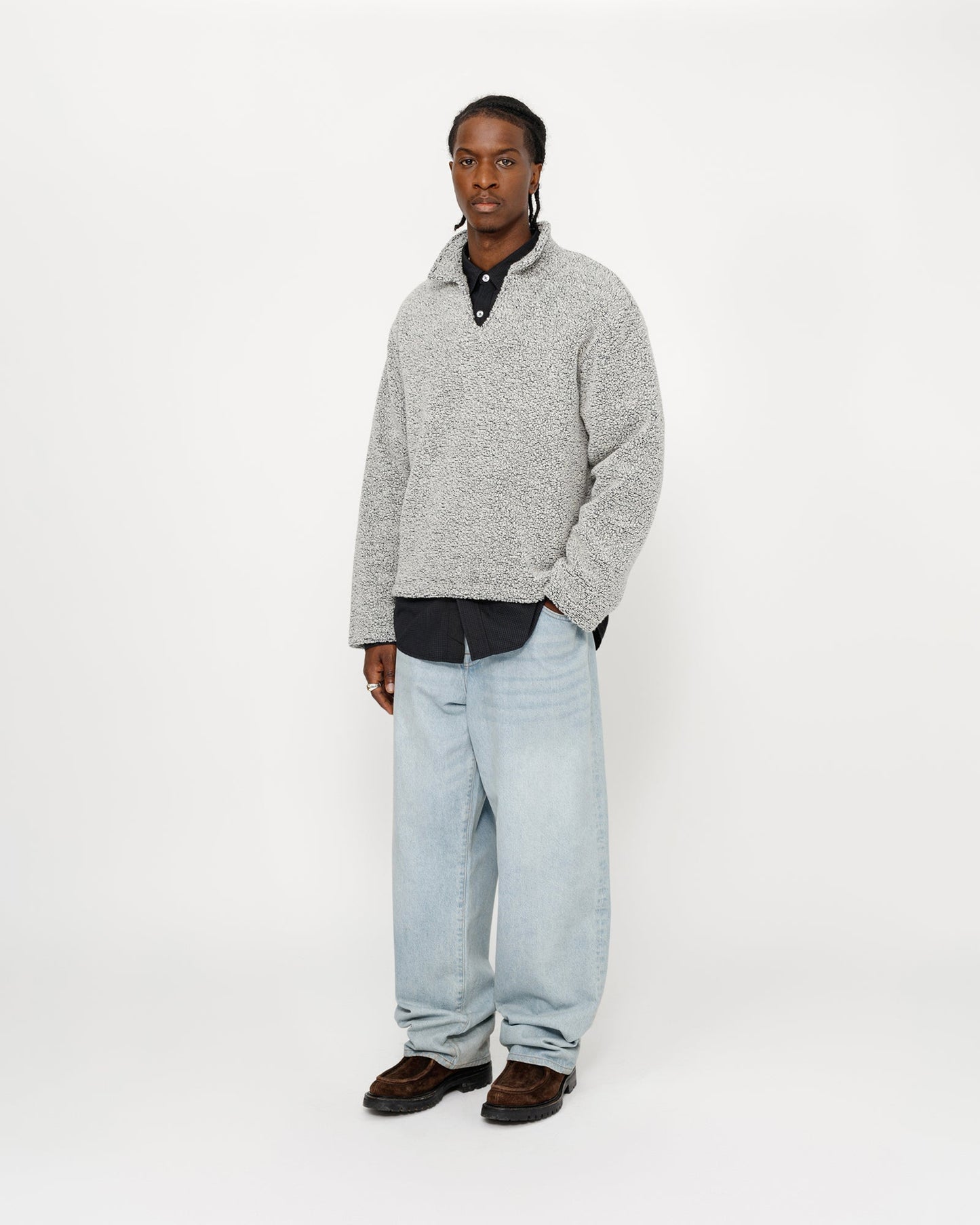 WOOL BLEND SHERPA PULLOVER