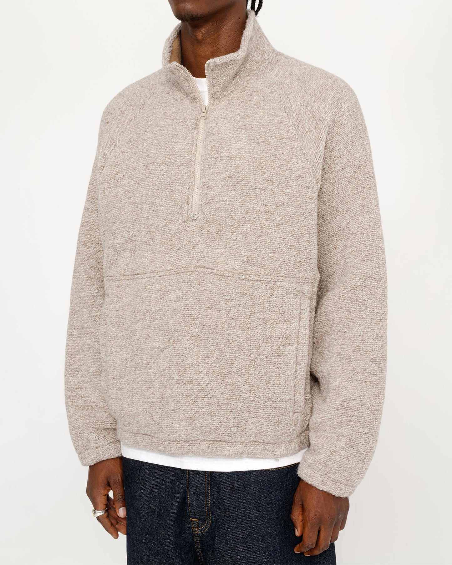 WOOL BLEND SHERPA MOCK NECK